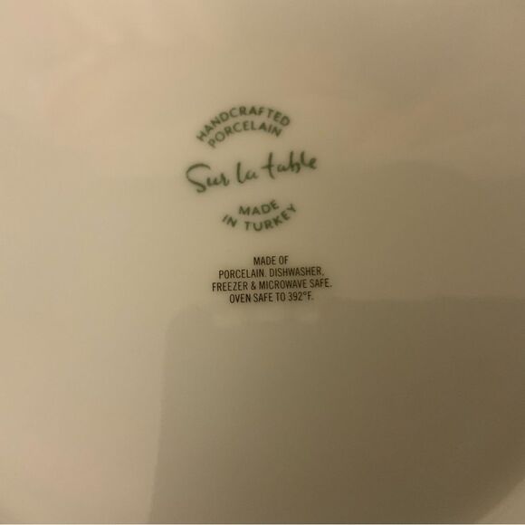 New Sur la Table Turkey WHITE Rim Dinner Plate 10 5/8" set of 2 - Picture 6 of 6